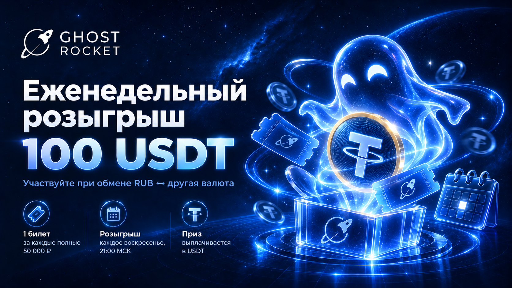 GhostRocket запускает еженедельный розыгрыш 100 USDT!